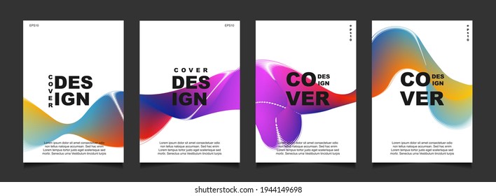 Set von modischen Farbverlauf-Cover Design abstrakte Hintergrund-Vorlage mit dynamischen, weichen, bunten und gewellten Formen. Vector a4 Layout kann moderne Poster, Flyer, Geschäftsbericht, Buch, Präsentation