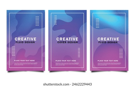 Set of trendy gradient cover design abstract background template with dynamic soft colourful and wavy fluid shapes