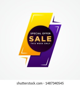 Set of trendy gradient geometric vector banner. Vivid transparent banners in retro poster design style. Vintage colors and shapes. purple and yellow color.