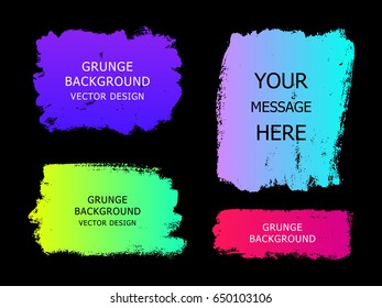 Set of trendy gradient grunge  paint background with frame. Dirty artistic design elements, boxes, frames for text. Vector illustration