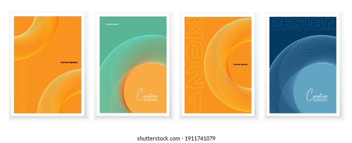 Set von trendigem Farbverlauf, Linienabdeckung, abstrakten Hintergründen, Vorlagen. Minimale Abdeckungen Design.Zukünftige geometrische Muster. Farbige, frühlingshafte, sommerliche Farbverlauf-Hintergründe. Vektorgrafik