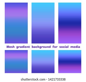 Set of trendy gradient mesh background for social media stories and posts, modern color. Creative design backdrop you may use in individual or corporate web promotion, blogs. Vector illustration.