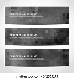 Set of trendy gray vector banners template or website headers with abstract geometric background. Vector design illustration EPS10