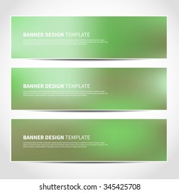 Set of trendy green ecological vector banners template or website headers with abstract mesh background. Vector design illustration EPS10