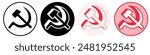 Set Trendy Hammer And Sickle Symbol. communist icon pictogram vector illustration