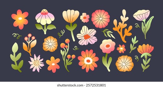 Set of trendy hand drawn colours with gradients. Vector illustration