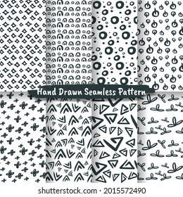 Conjunto de patrones de acero inoxidable a mano, patrón abstracto dibujado a mano