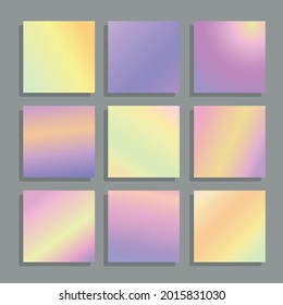 Set of trendy hologram colored blog simple banner templates, trendy book cover idea. For app, web mail digital, social networks. Grid template collection
