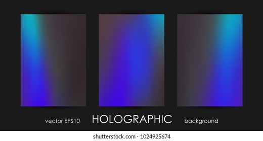 Set of Trendy Holographic Backgrounds for Cover, Flyer, Brochure, Poster, Wedding Invitation, Wallpaper, Backdrop, Business Design. Abstract Template for Social Media Design.