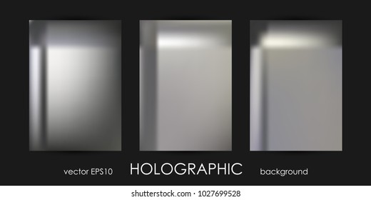 Set of Trendy Holographic Backgrounds for Cover, Flyer, Brochure, Poster, Wedding Invitation, Wallpaper, Backdrop, Business Design. Abstract Template for Social Media Design.