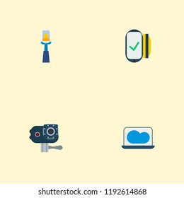 Set of trendy icons flat style symbols with selfie, cloud computing, contactless and other icons for your web mobile app logo design.