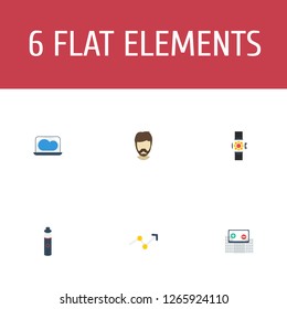 Set of trendy icons flat style symbols with smart watch, trend, augmented reality and other icons for your web mobile app logo design.