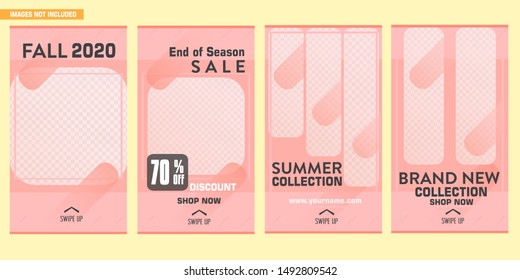 Set of Trendy Instagram Stories, for business fashion design. pink color design