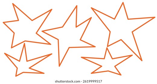 Set of trendy irregular black stars. Simple funky groovy abstract shapes.