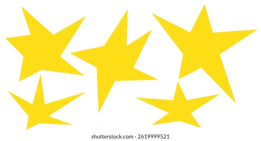 Set of trendy irregular black stars. Simple funky groovy abstract shapes.