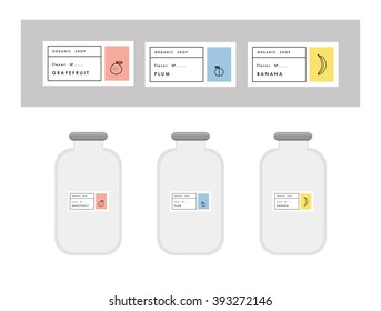 Set of trendy labels and badges for fruit smoothie and jams. Vector illustration. Isolated.
