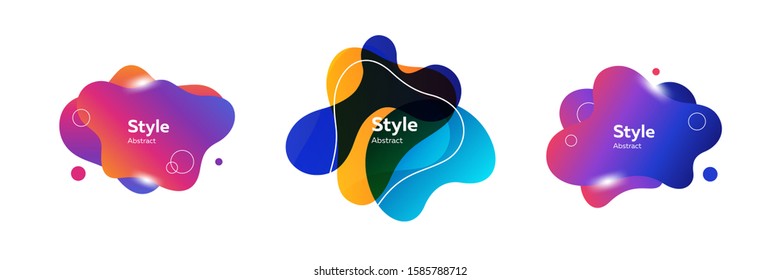 Set of trendy layered fluid blobs. Design template for logo, flyer or presentation. Abstract form dynamic composition. Modern style vector illustration