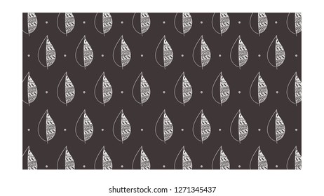 Set of trendy leaves pattern hand drawn style illustration in black and white colors for background and print