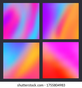 Un conjunto de fondos líquidos de moda banner de malla brillante gradiente ultrareverente para diseño de fluido de afiches, un telón de fondo para el eslogan de boceto en las redes sociales