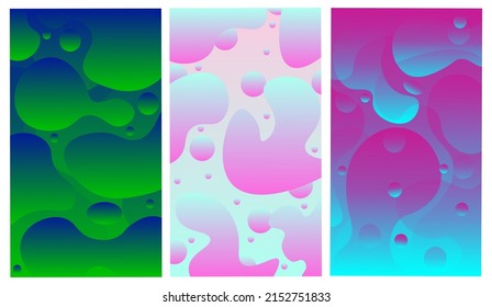 Set of trendy liquid wallpaper with gradient design. Contemporary templates for banners, posters.