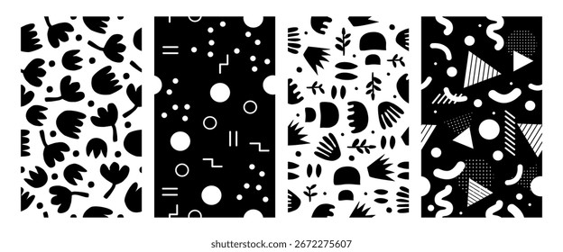 Set of trendy Memphis geometric patterns. Modern basic shapes arrow, triangle, circle, zigzag, spiral, wavy lines. Cool abstract background, retrostyle. Cute kid doodle design
