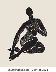 Conjunto de carteles modernos abstractos minimalistas de moda. Siluetas femeninas, colores pastel. Concepto femenino. Diseño pintado a mano para decoración de pared, impresión, tarjeta, Fondo de pantalla, fondo. Ilustración vectorial.