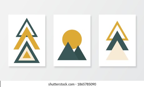 Set of trendy minimal geometric posters with abstract wall art. Vector illustration