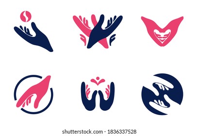 Set of trendy minimal style hand logo.