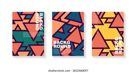 Set of trendy minimalist background with multicolor triangle shapes isolated. Vector