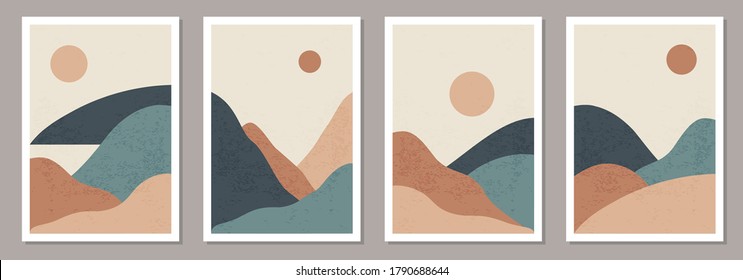 Abstract Coloful Landscape Poster Collection Set Stock Vector (Royalty ...