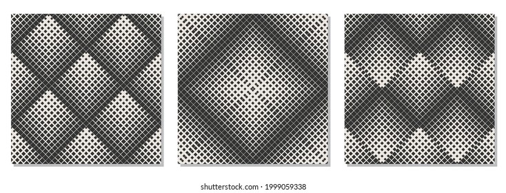 Set of trendy minimalist seamless pattern with abstract geometric composition