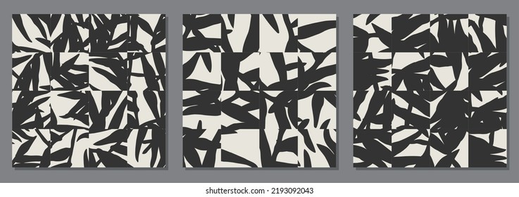 Conjunto de diseño minimalista sin fisuras con composición botánica de rompecabezas