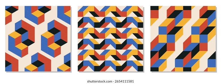 Conjunto de patrón sin fisuras minimalista de moda con composición geométrica creativa abstracta