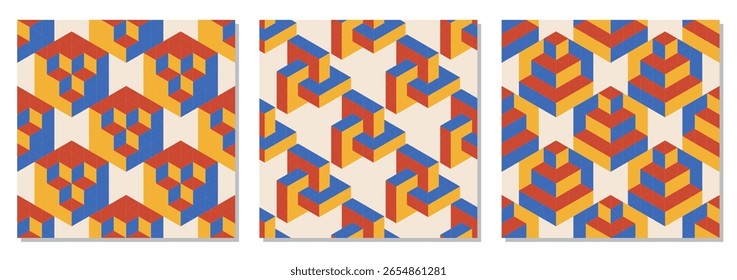 Conjunto de patrón sin fisuras minimalista de moda con composición geométrica creativa abstracta