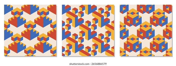 Conjunto de patrón sin fisuras minimalista de moda con composición geométrica creativa abstracta