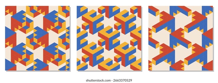 Conjunto de patrón sin fisuras minimalista de moda con composición geométrica creativa abstracta