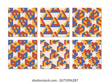 Conjunto de patrón sin fisuras minimalista de moda con composición geométrica creativa abstracta