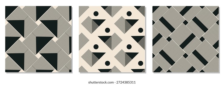 Conjunto de patrón sin fisuras minimalista de moda con composición artística creativa geométrica abstracta
