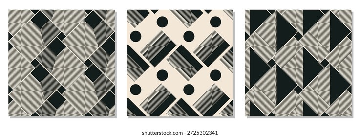 Conjunto de patrón sin fisuras minimalista de moda con composición artística creativa geométrica abstracta