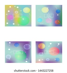 Set of trendy modern abstract background. Vibrant backdrop with bright rainbow colors. Vector illustration theme. Blue elegant and easy editable smooth banner template.