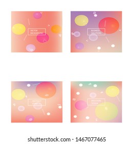 Set of trendy modern abstract backgrounds. Vector illustration space. Dynamic backdrops with simple muffled colors. Pink elegant and easy editable smooth banner templates.
