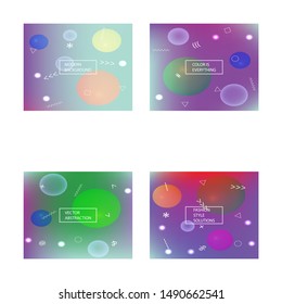 Set of trendy modern abstract backgrounds. Original backdrops with simple muffled colors. Vector illustration flyer. Violet elegant and easy editable smooth banner templates.