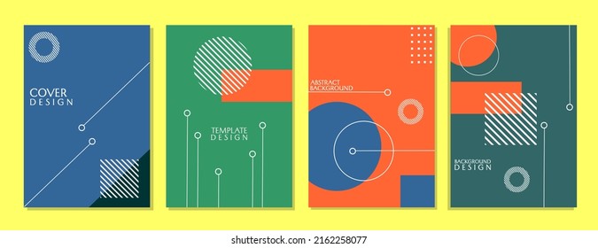 Set of trendy and modern abstract covers, cover designs for books, reports, magazines. Colorful geometric background, vector illustration.