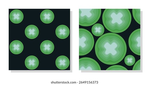 Set of trendy, modern seamless printable patterns. Dark base abstract geometric, plasma pattern ideas for paper, textile, home decor, template, banner. Vector illustration.