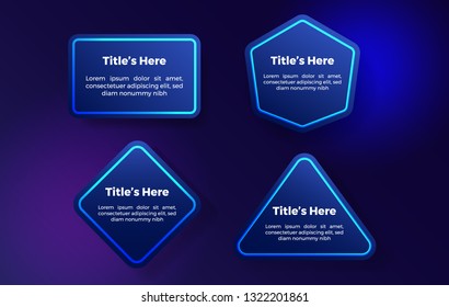 Set of trendy neon geometric vector banners with gradient poster design style