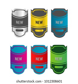 set of trendy new label sticker badge banner stamp isolated on white background