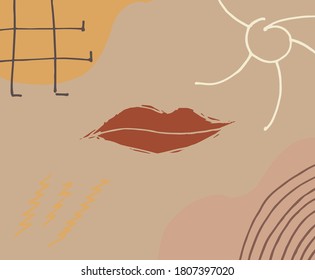 Set of trendy pastel colored doodle icons in abstract emotion composition. Psychologic concept. Hand drawn styled vector illustration.