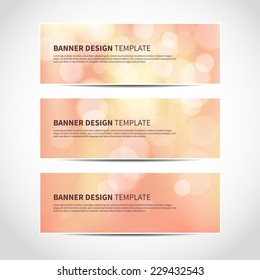 Set of trendy pastel vector banners template or website headers with abstract geometric bokeh background. Vector design illustration EPS10