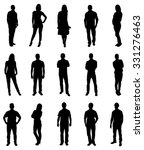 Set Of Trendy People Silhouettes. Vector Image