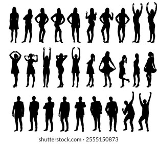 Set Of Trendy People Silhouettes. Vector Image